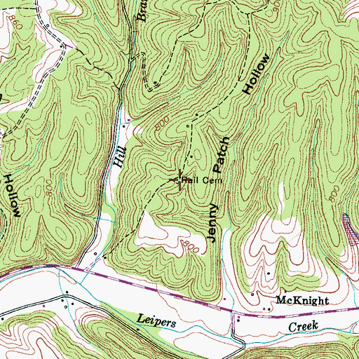 Topographic Map of Rail Cemetery, TN