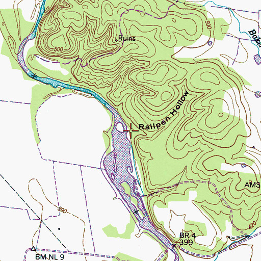 Topographic Map of Railpen Hollow, TN