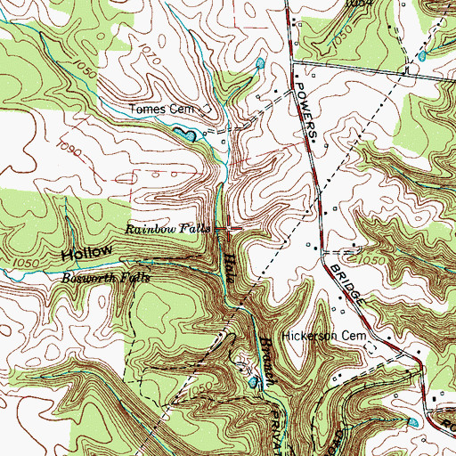 Topographic Map of Rainbow Falls, TN