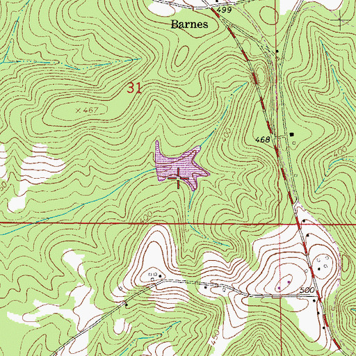 Topographic Map of W G Barnes Dam, AL