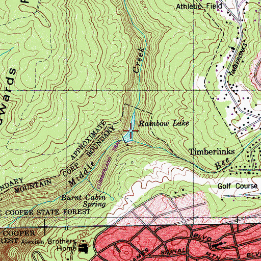 Topographic Map of Rainbow Lake, TN