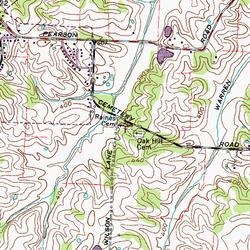 Topographic Map of Raines Cemetery, TN