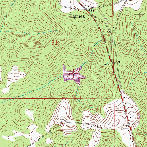 Topographic Map of W G Barnes Lake, AL