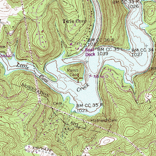 Topographic Map of Rains Cemetery, TN