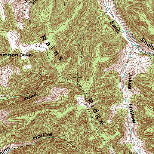 Topographic Map of Rains Ridge, TN