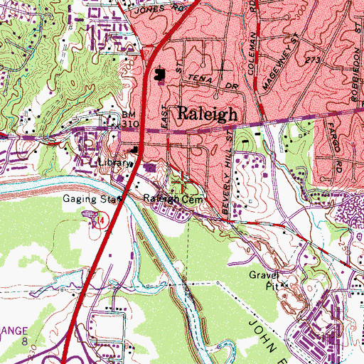 Topographic Map of Raleigh Cemetery, TN