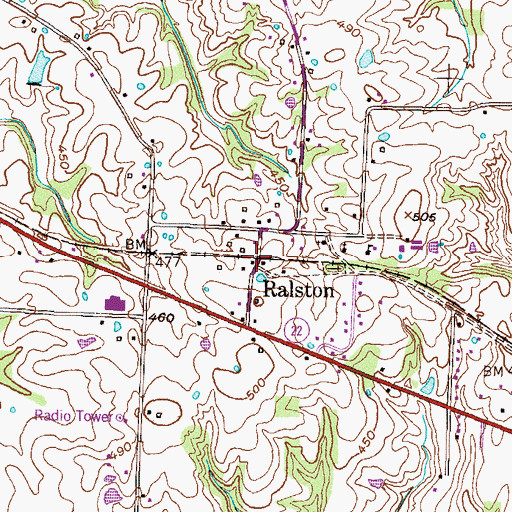 Topographic Map of Ralston, TN