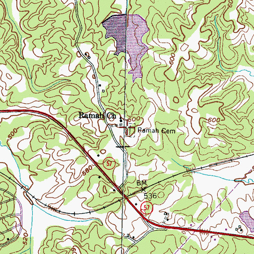 Topographic Map of Ramah Cemetery, TN