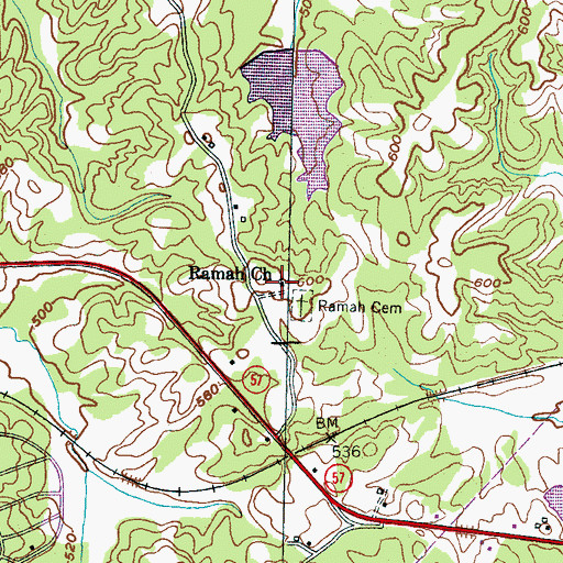 Topographic Map of Ramah Church, TN