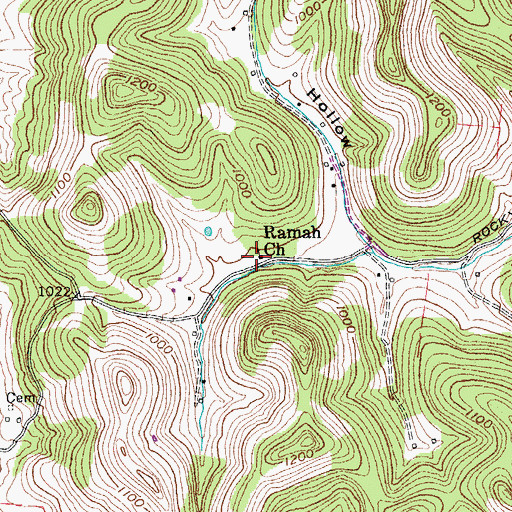 Topographic Map of Ramah Church, TN