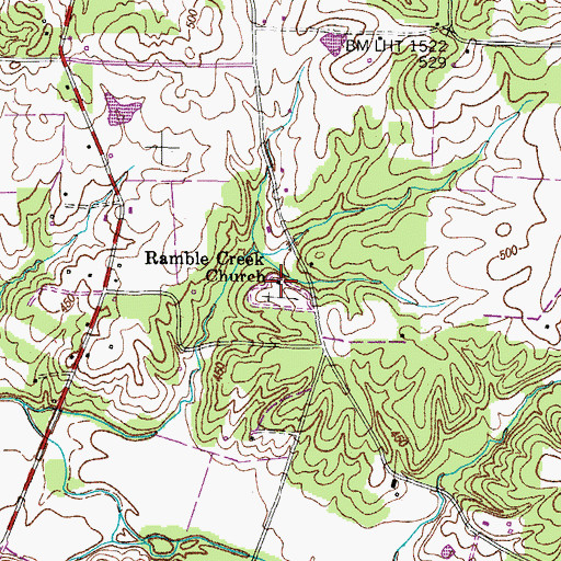 Topographic Map of Ramble Creek Baptist Church, TN
