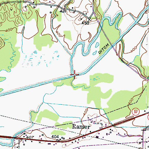 Topographic Map of Ramer Branch, TN