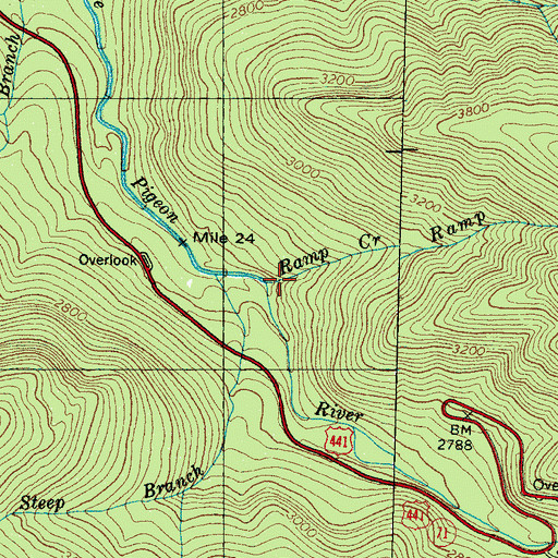 Topographic Map of Ramp Creek, TN