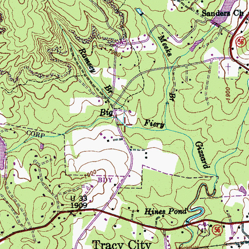 Topographic Map of Ramsey Branch, TN