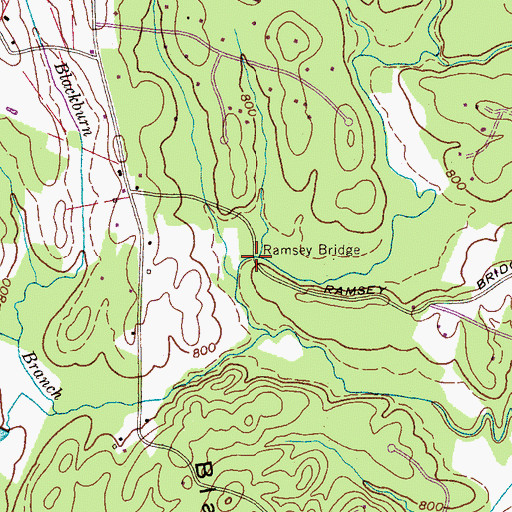 Topographic Map of Ramsey Bridge, TN