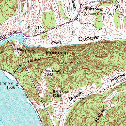 Topographic Map of Ramsey Mountain, TN