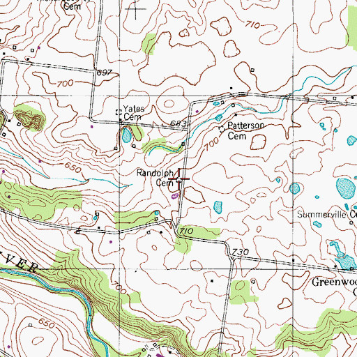 Topographic Map of Randolph Cemetery, TN