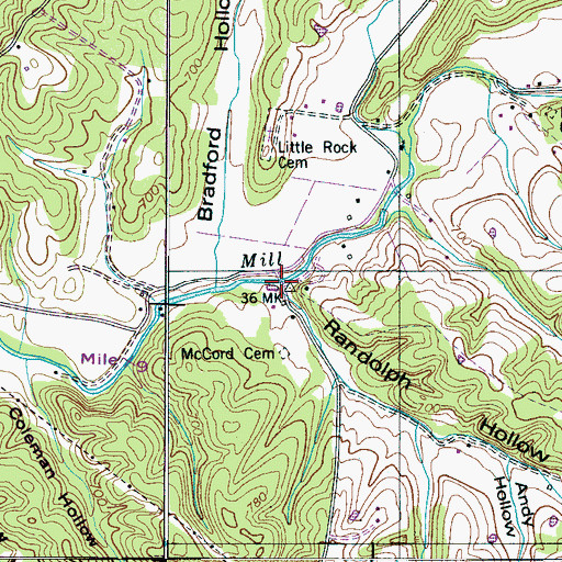 Topographic Map of Randolph Hollow, TN