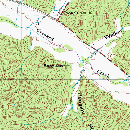 Topographic Map of Raney Cemetery, TN