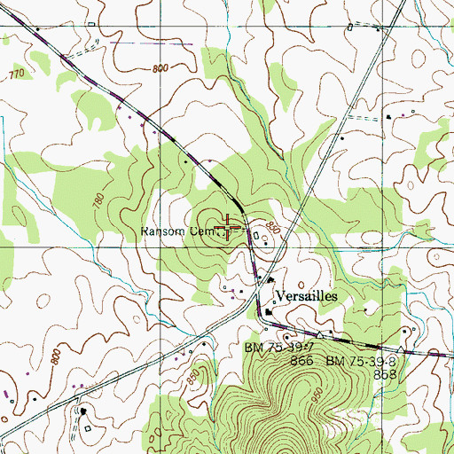 Topographic Map of Ransom Cemetery, TN