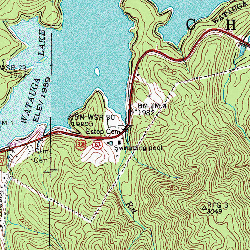 Topographic Map of Rat Branch, TN