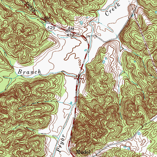 Topographic Map of Rat Branch, TN