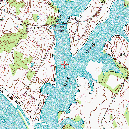 Topographic Map of Rattan Branch, TN