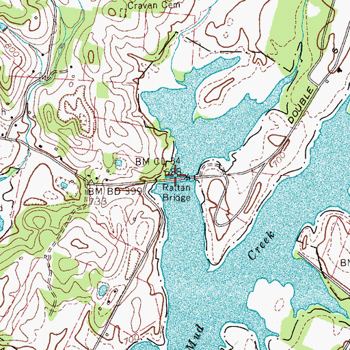 Topographic Map of Rattan Bridge, TN
