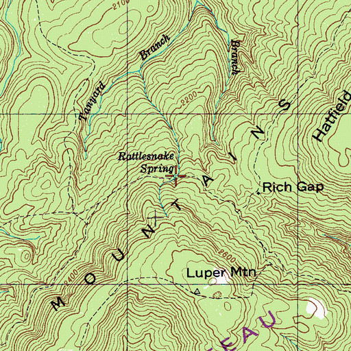 Topographic Map of Rattlesnake Spring, TN