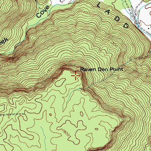 Topographic Map of Raven Den Point, TN