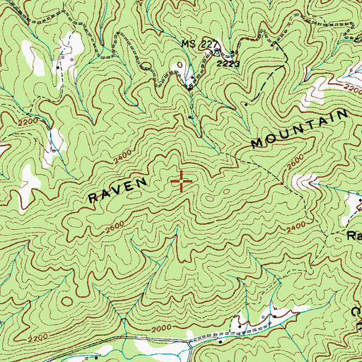 Topographic Map of Raven Mountain, TN