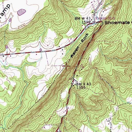 Topographic Map of Raven Rock, TN