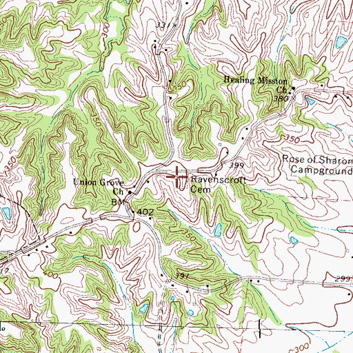 Topographic Map of Ravenscroft Cemetery, TN