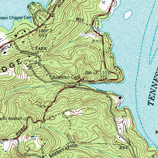 Topographic Map of Rawlston Cemetery, TN