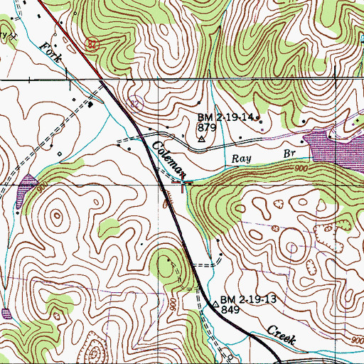 Topographic Map of Ray Branch, TN