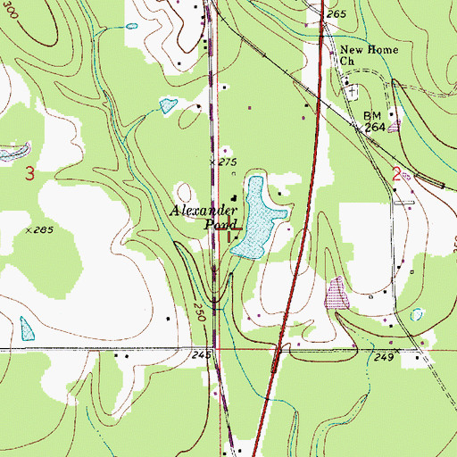 Topographic Map of Alexander Pond Dam, AL