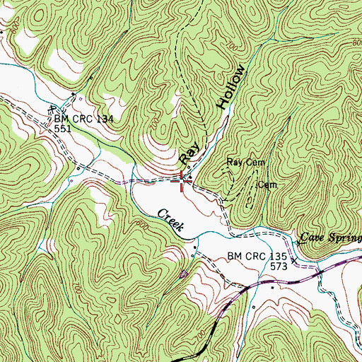Topographic Map of Ray Hollow, TN