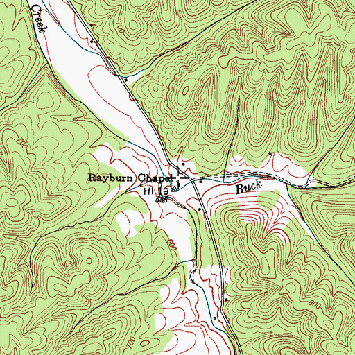 Topographic Map of Rayburn Chapel, TN