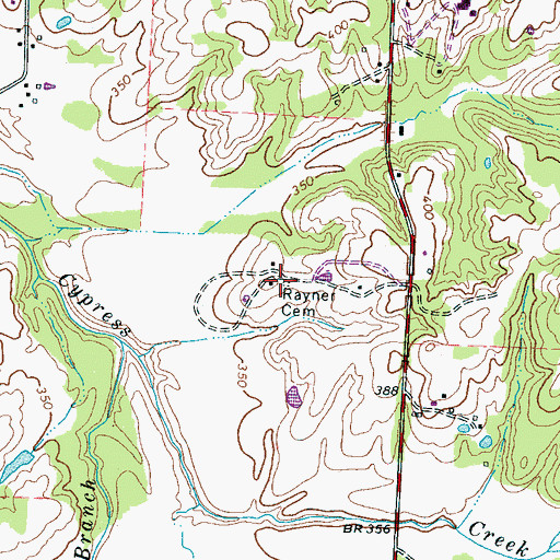 Topographic Map of Rayner Cemetery, TN