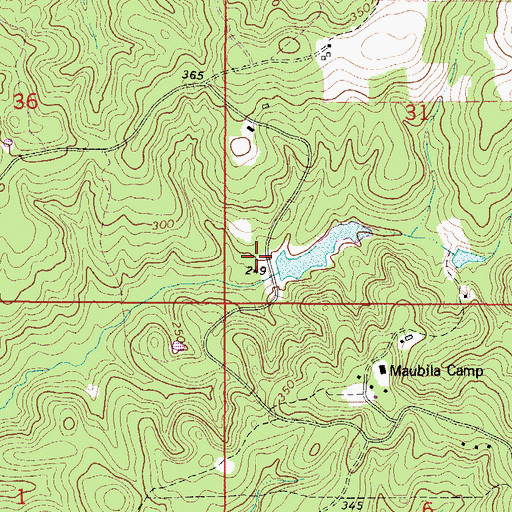Topographic Map of Maubila Boy Scout Lake Dam, AL