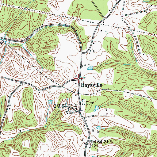 Topographic Map of Raysville, TN