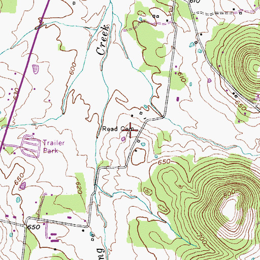 Topographic Map of Read Cemetery, TN