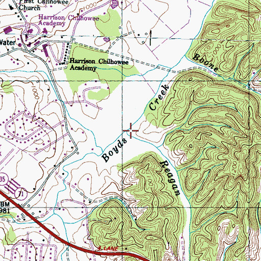 Topographic Map of Reagan Branch, TN