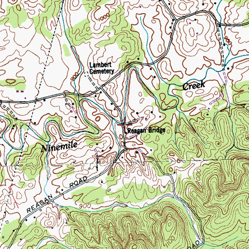 Topographic Map of Reagan Bridge, TN
