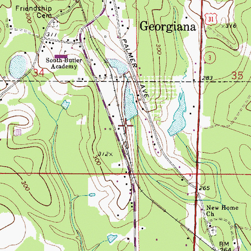Topographic Map of Container Corporation Dam, AL