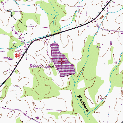 Topographic Map of Rebecca Lake, TN