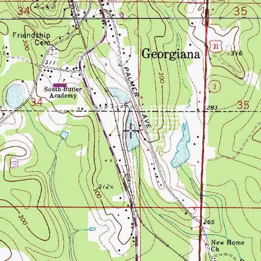 Topographic Map of Container Corporation Lake, AL