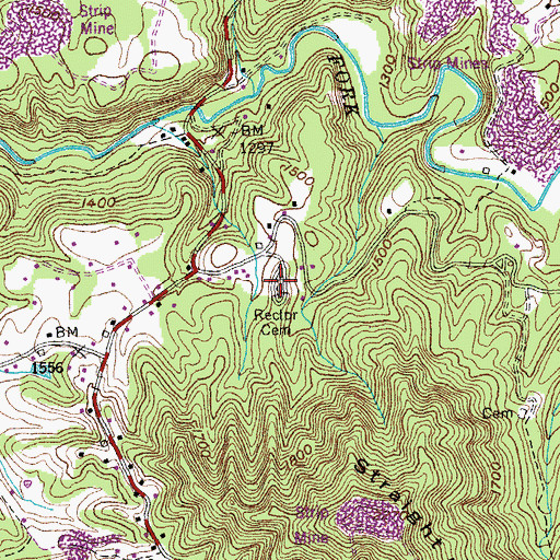 Topographic Map of Rector Cemetery, TN