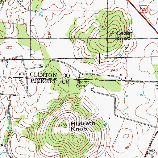 Topographic Map of Rector Cemetery, TN