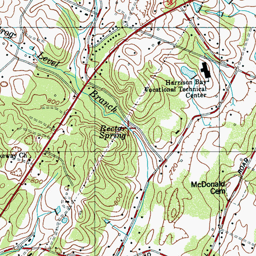 Topographic Map of Rector Spring, TN